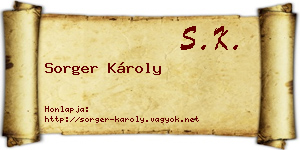Sorger Károly névjegykártya
